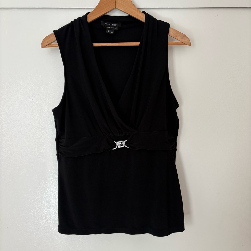 White House Black Market Top with Metal Detailing